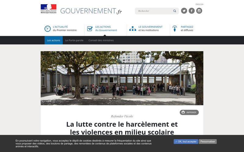 La lutte contre le harcèlement et les violences en milieu scolaire : Gouvernement.fr